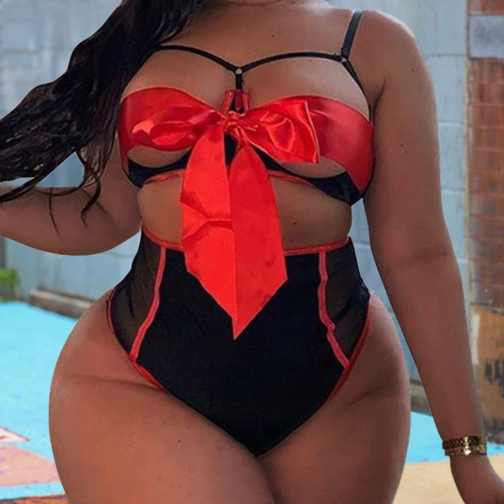 Plus Sexy Bow tie Bra Set